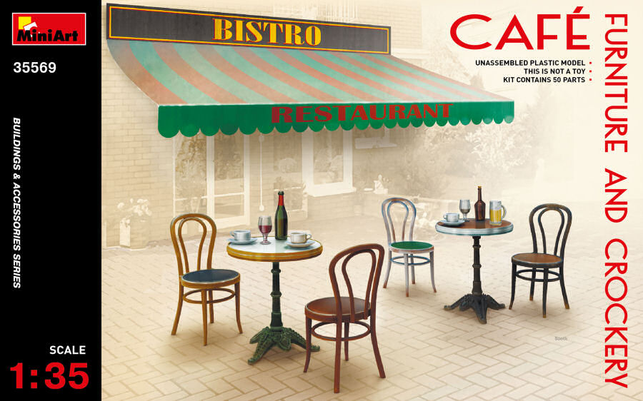 CAFE' FURNITURE & CROCKERY KIT 1:35 - Miniart - MIN35569