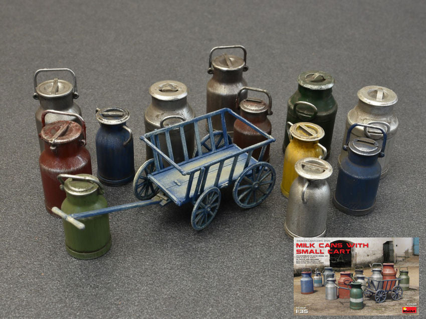 MILK CANS W/SMALL CART KIT 1:35 - Miniart - MIN35580