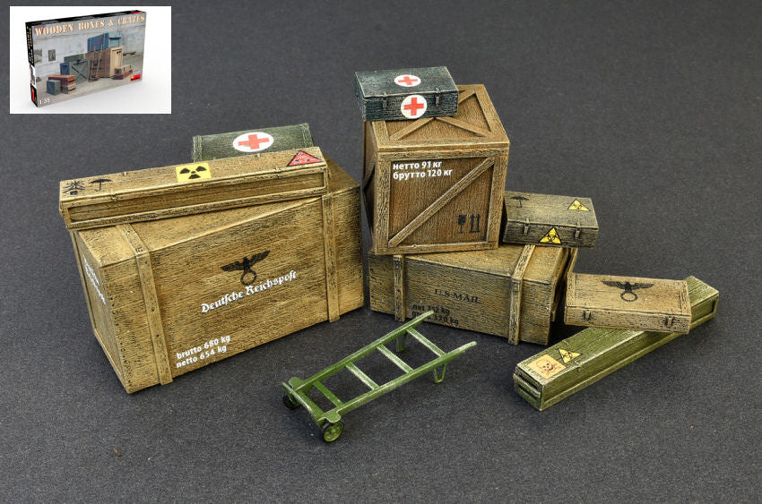 WOODEN BOXES & CRATES KIT 1:35 - Miniart - MIN35581
