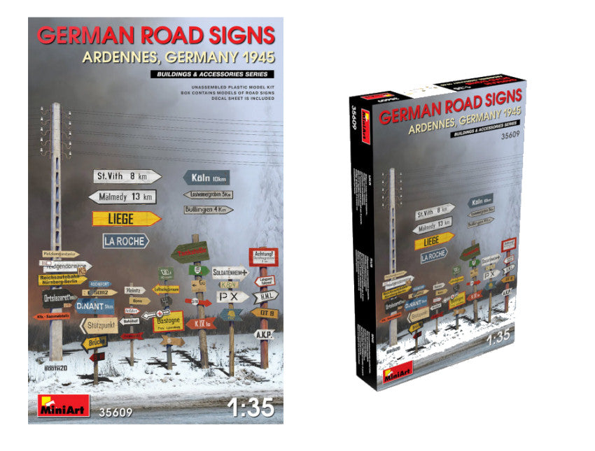 GERMAN ROAD SIGNS WW2 ARDENNES-GERMANY 1945 KIT 1:35 - Miniart - MIN35609
