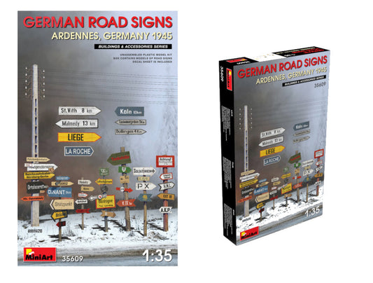 GERMAN ROAD SIGNS WW2 ARDENNES-GERMANY 1945 KIT 1:35 - Miniart - MIN35609
