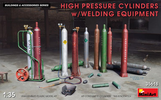 HIGH PRESSURE CYLINDERS W/WELDING EQUIPMENT KIT 1:35 - Miniart - MIN35618