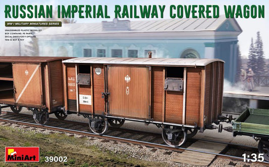 RUSSIAN IMPERIAL RAILWAY COWERED WAGON KIT 1:35 - Miniart - MIN39002