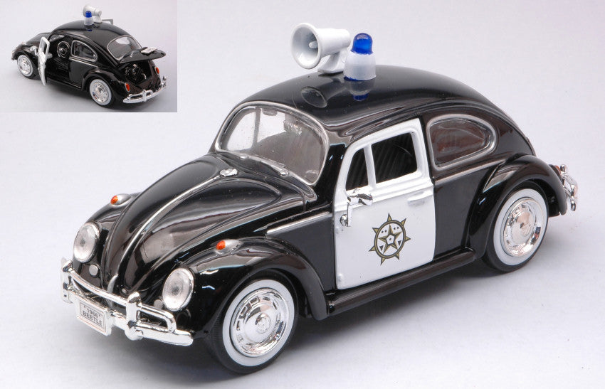 VW BEETLE POLICE BLACK/WHITE 1:24 - MotorMax - MTM79578