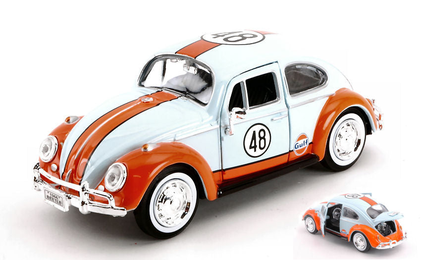 VW BEETLE 1966 N.48 "GULF" LIGHT BLUE/ORANGE 1:24 - MotorMax - MTM79655