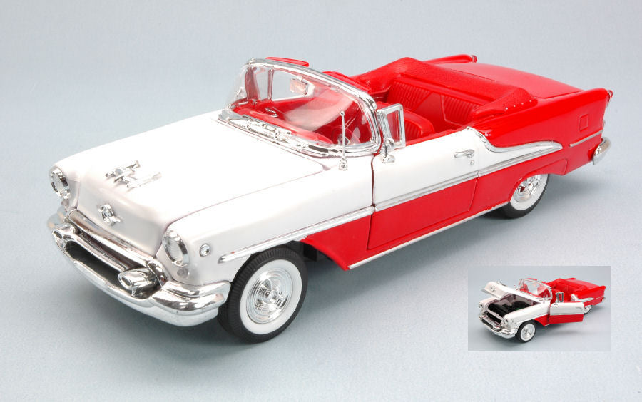 OLDSMOBILE SUPER 88 CONVERTIBLE 1955 RED/WHITE 1:24 - Welly - WE0356