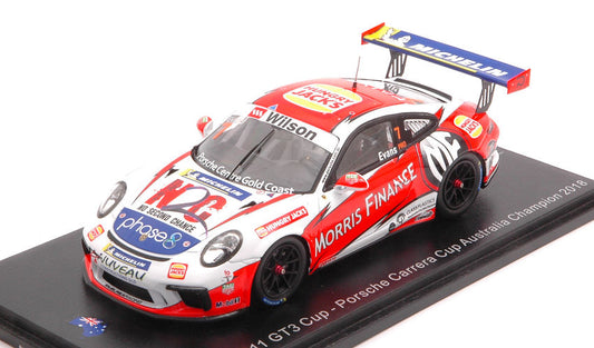 PORSCHE 911 GT3 N.7 CARRERA CUP AUSTRALIA CHAMPION J.EVANS 1:43 - Spark Model - AS032