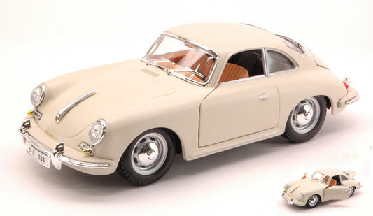 PORSCHE 356 B COUPE' 1961 WHITE-CREAM 1:24 - Burago - BU22079W