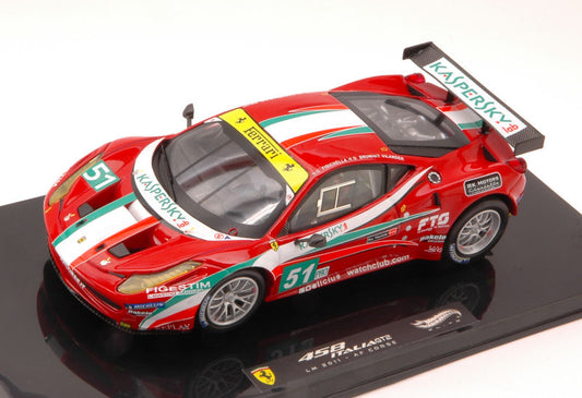 FERRARI 458 ITALIA GT2 N.51 13th LM 2011 FISICHELLA-BRUNI-VILANDER 1:43 - Hot Wheels - HWX5497