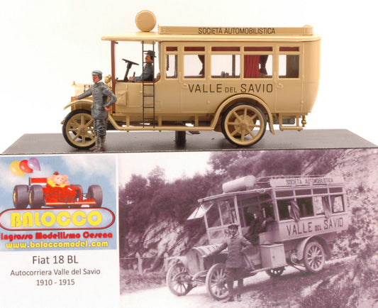 FIAT 18BL AUTOCORRIERA VALLESAVIO 1910-1915 ED.LIM.PCS 50 1:43 - Balocco - RIBAL01