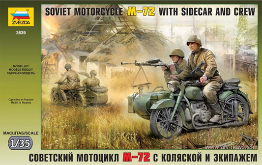 SOVIET MOTORCYCLE W/SIDECAR M.72 KIT 1:35 - Zvezda - Z3639