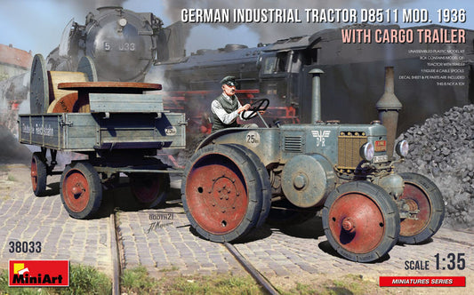 GERMAN INDUSTRIAL TRACTOR D8511 MOD.1936 W/CARGO TRAILER KIT 1:35 - Miniart - MIN38033