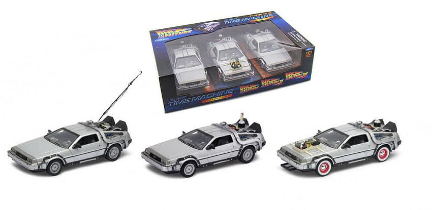 DE LOREAN "BACK TO THE FUTURE" GIFT BOX PART I+II+III 1:24 - Welly - WE22400