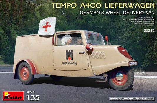 TEMPO A400 LIEFERWAGEN GERMAN 3-WHEEL DELIVERY VAN KIT 1:35 - Miniart - MIN35382