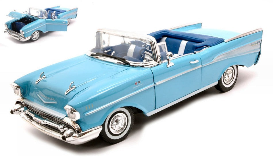 CHEVROLET BEL AIR CONVERTIBLE 1957 LIGHT BLUE 1:18 - MotorMax - MTM73175B