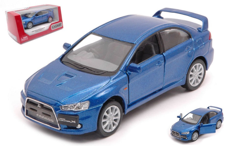 MITSUBISHI LANCER EVO X 2008 BLUE cm 12 BOX - Kinsmart - KT5329WB