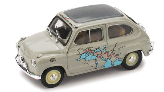 FIAT 600 RAID CALCUTTA-ROMA 1955 Km 13260 MARTIGNONI-RABEZZANA 1:43 - Brumm - BM0443