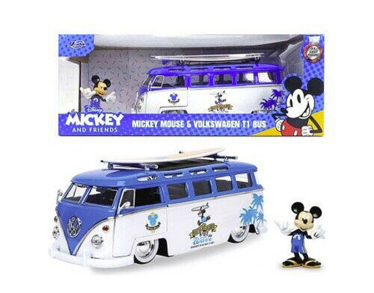 MICKEY VAN VW T1 BUS W/FIGURE 1:24 - Jada Toys - JADA75001