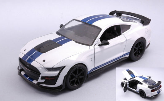 FORD MUSTANG SHELBY GT500 2020 WHITE W/BLUE STRIPES 1:24 - Jada Toys - JADA32663