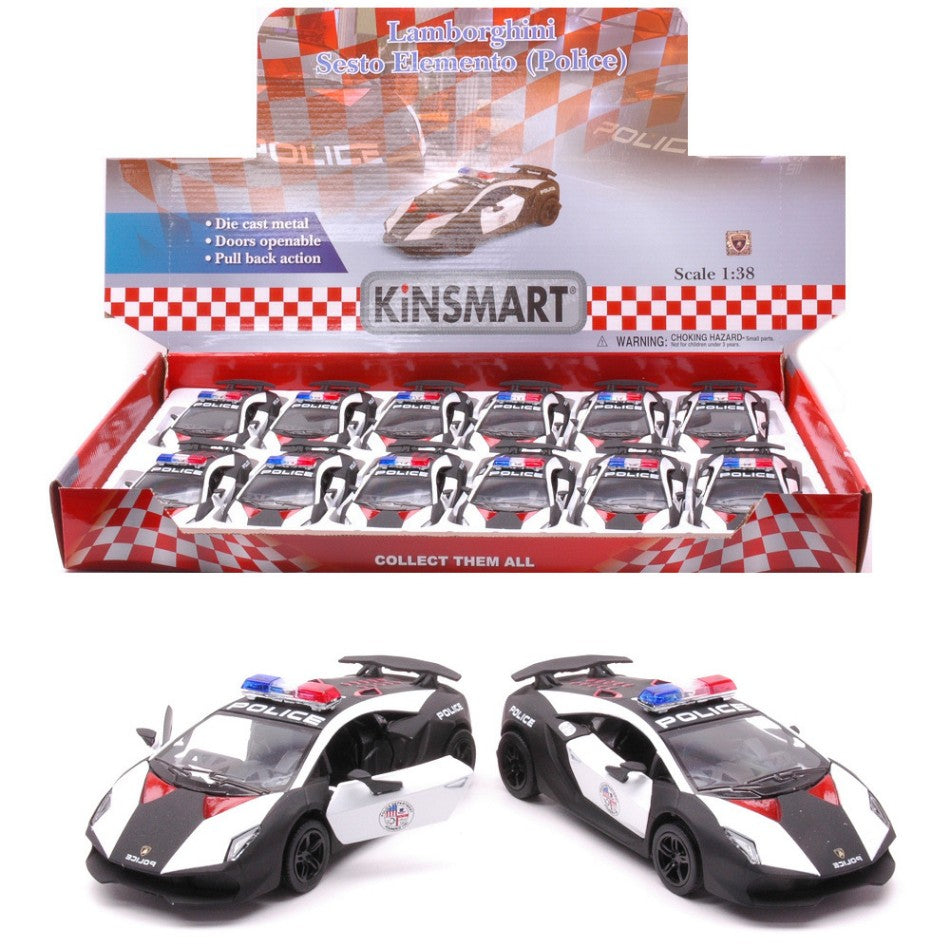 LAMBORGHINI SESTO ELEMENTO POLICE cm 12 1:38 - Kinsmart - KT89176