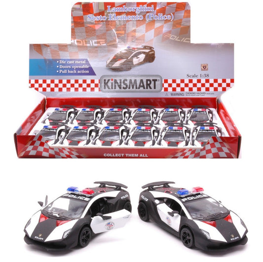 LAMBORGHINI SESTO ELEMENTO POLICE cm 12 1:38 - Kinsmart - KT89176