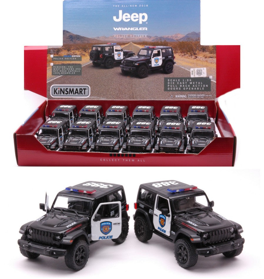 JEEP WRANGLER 2018 POLICE cm 12 (5412DP) 1:34 - Kinsmart - KT89395