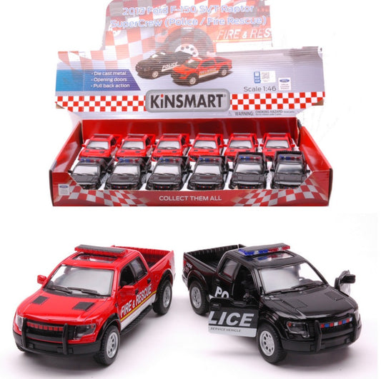 FORD F-150 SVT RAPTOR SUPER CREW (POLICE/FIRE RESCUE) cm 12 1:46 - Kinsmart - KT89999