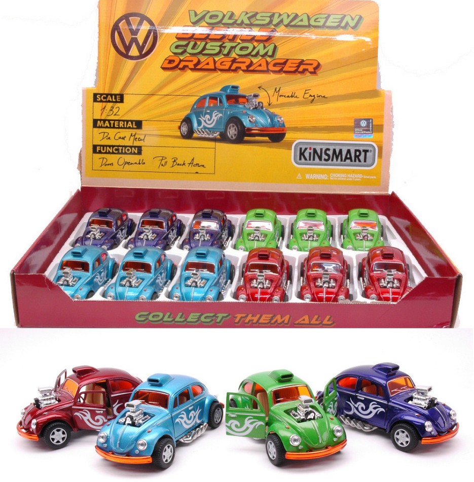 VW BEETLE CUSTOM DRAGRACER 1967 COL.ASS.1:32 - Kinsmart - KT5405D