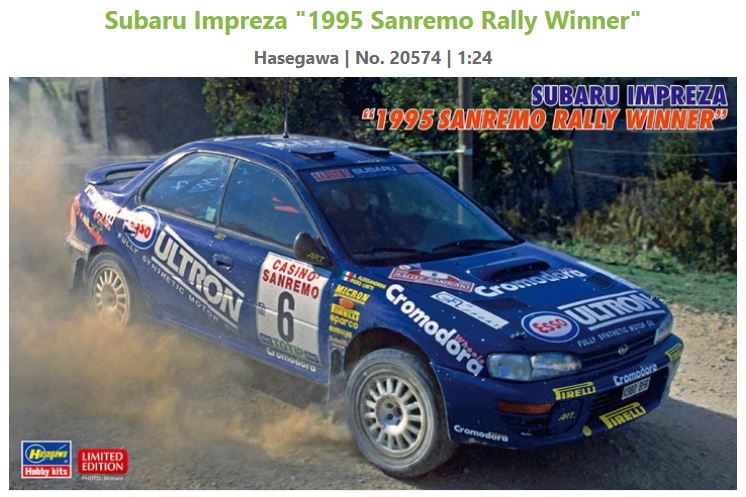 SUBARU IMPREZA N.6 WINNER SANREMO RALLY 1995 KIT 1:24 - Hasegawa - HA20574