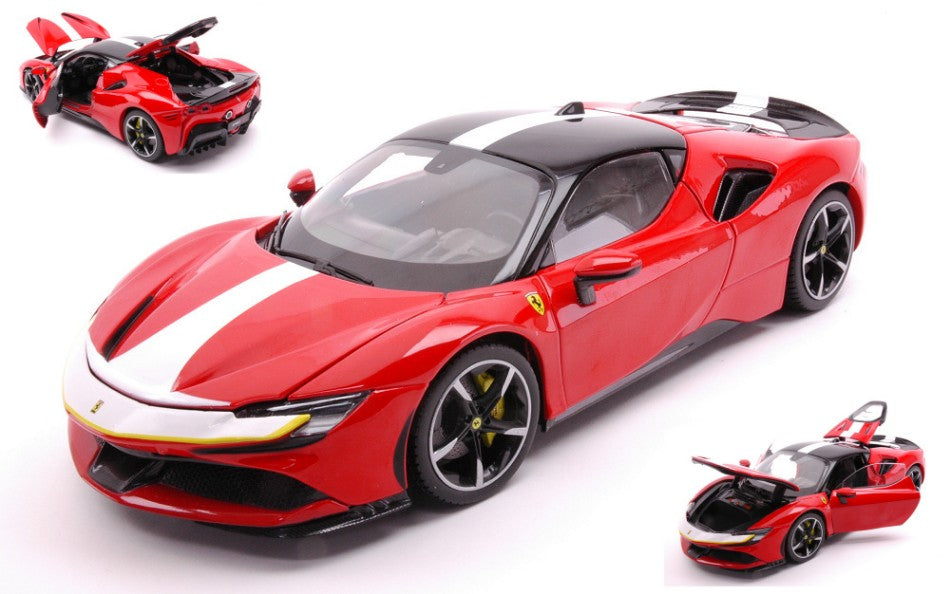 FERRARI SF90 STRADALE ASSETTO FIORANO RED/WHITE SIGNATURE 1:18 - Burago - BU16911