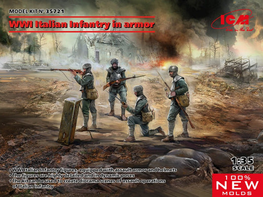 WWI ITALIAN INFANTRY IN ARMOR KIT 1:35 - ICM - ICM35721