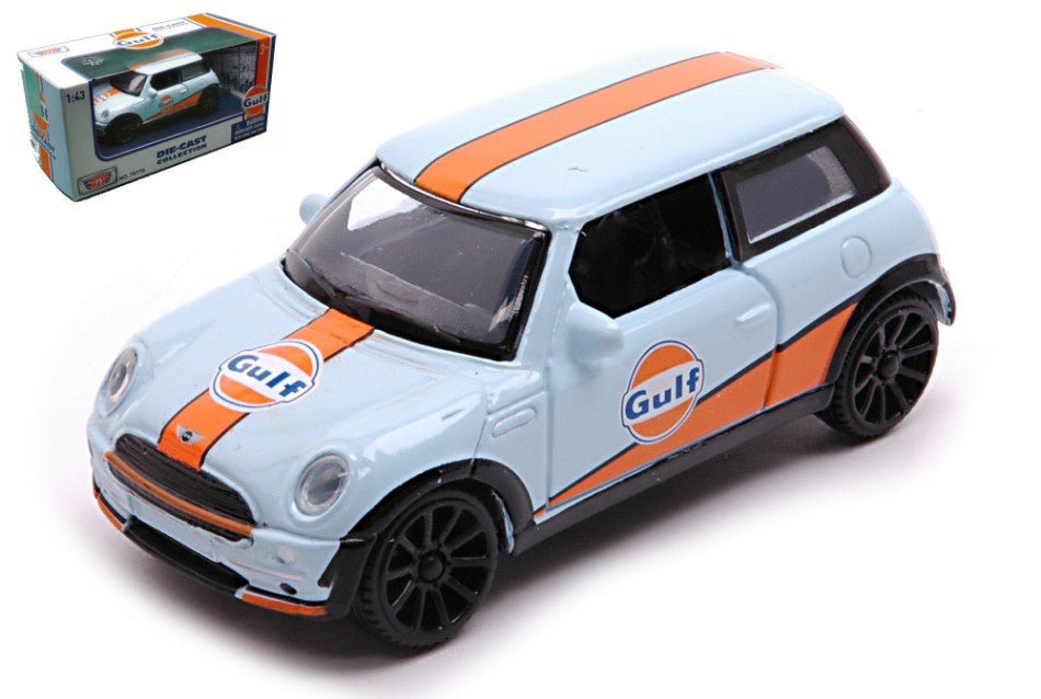 MINI COOPER WITH GULF LIVERY LIGHT BLUE/ORANGE 1:43 - MotorMax - MTM79776
