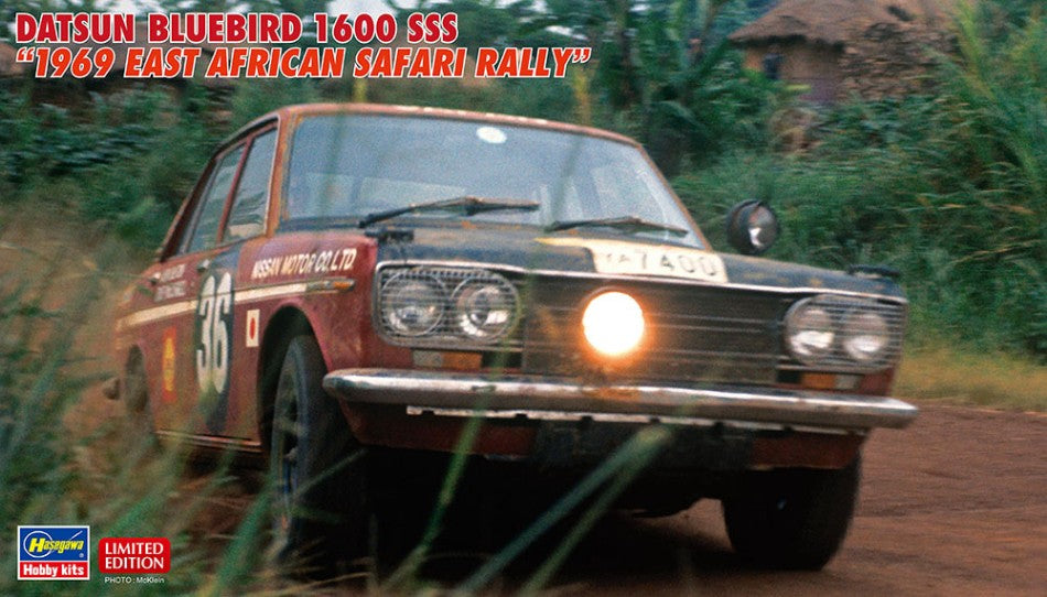 DATSUN BLUEBIRD 1600 SSS 1969 EAST AFRICAN SAFARI RALLY KIT 1:24 - Hasegawa - HA20583