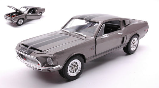SHELBY MUSTANG GT-500KR TUNGSTEN GREY WITH BLACK STRIPES 1:18 - Lucky Die Cast - LDC92168GY