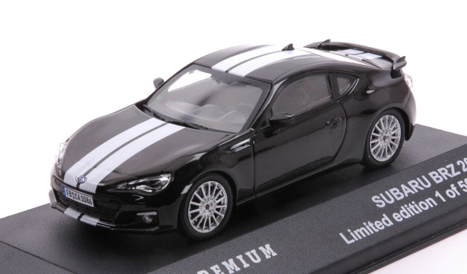 SUBARU BRZ 2013 BLACK WITH WHITE LINES 1:43 - Triple 9 - T9P-10023