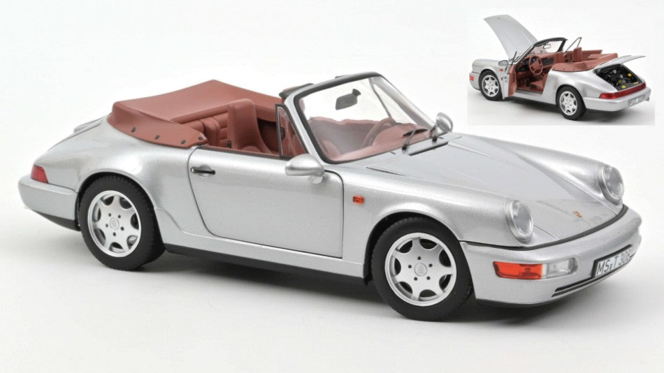 PORSCHE 911 CARRERA 2 CABRIOLET 1990 SILVER 1:18 - Norev - NV187330