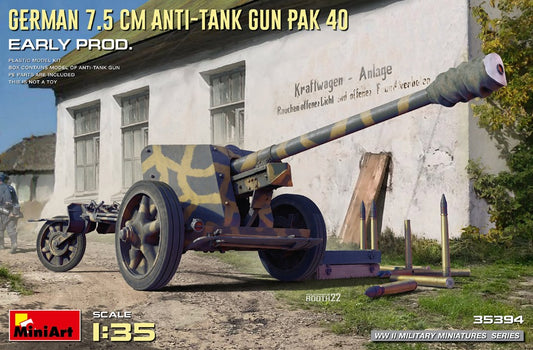GERMAN 7,5 cm ANTI-TANK GUN PAK 40  KIT 1:35 - Miniart - MIN35394