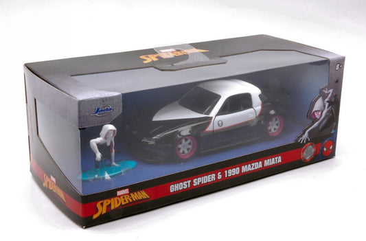 MAZDA MIATA "MARVEL GHOST SPIDER" 1990 BLACK/WHITE 1:32 - Jada Toys - JADA253223014