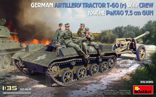 GERMAN ARTILLERY TRACTOR T-60 (r) W/PAK40 GUN & CREW KIT 1:35 - Miniart - MIN35395