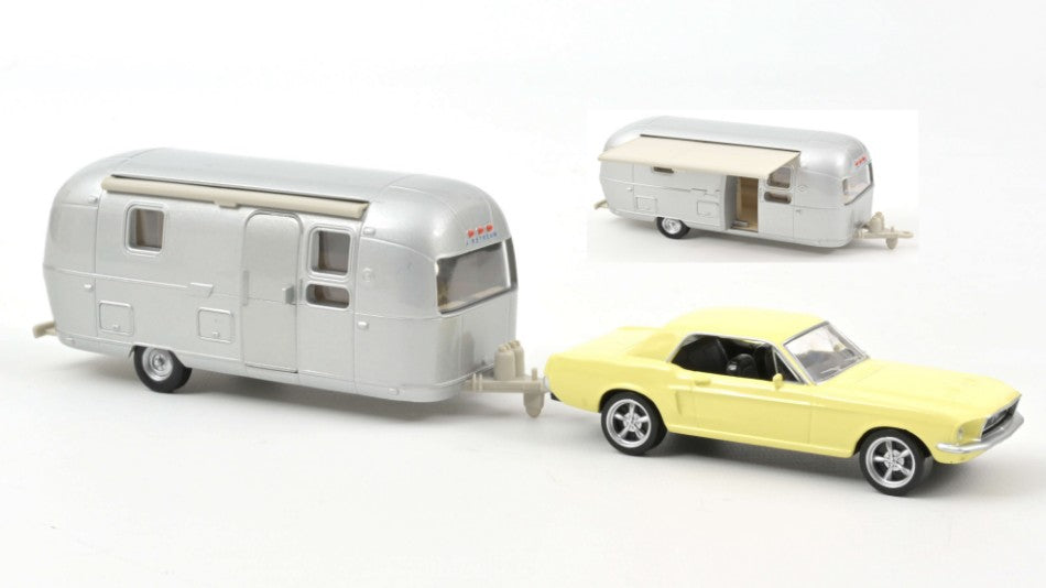 FORD MUSTANG 1968 LIGHT YELLOW AND AIRSTREAM CARAVAN 1:43 - Norev - NV270581