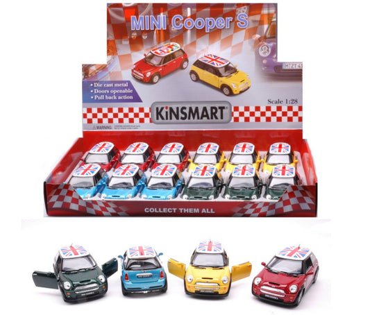 MINI COOPER S CAR ROOF WITH UK FLAG cm 12 (5059DF) 1:28 - Kinsmart - KT89900