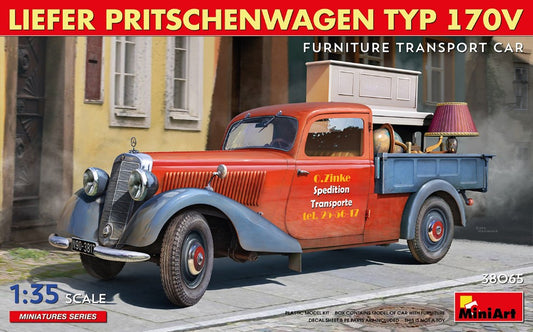 LIEFER PRITSCHENWAGEN TYP 170V FURNITURE TRANSPORT CAR KIT 1:35 - Miniart - MIN38065