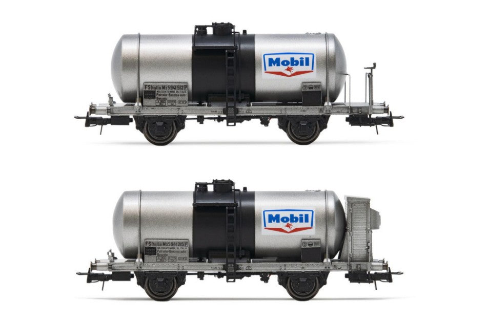 FS 2-UNIT SET TANK 2-axle WAGONS, big tank MOBIL EP.III 1:87 - Rivarossi - HR6607