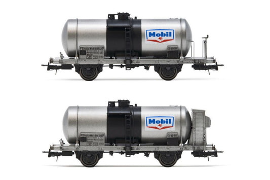 FS 2-UNIT SET TANK 2-axle WAGONS, big tank MOBIL EP.III 1:87 - Rivarossi - HR6607