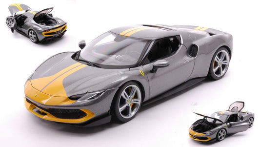 FERRARI 296 GTB SILVER/YELLOW 1:18 - Burago - BU16017G