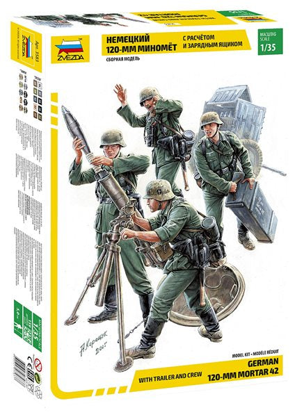 GERMAN 120 mm MORTAR + CREW KIT 1:35 - Zvezda - Z3583