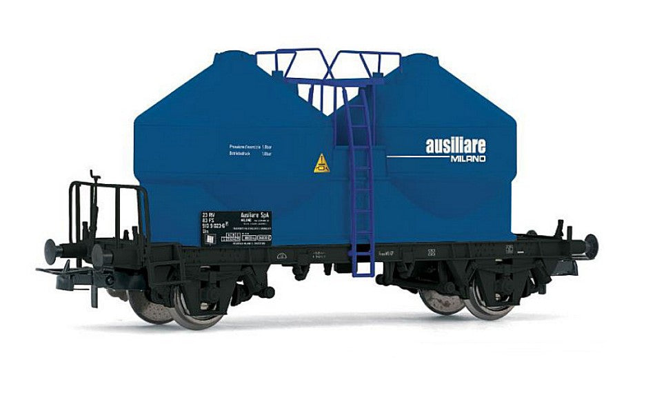 FS 2-AXLE SILO WAGON 2 DOMES AUSILIARE BLUE LIVERY EP.IV 1:87 - Rivarossi - HR6573