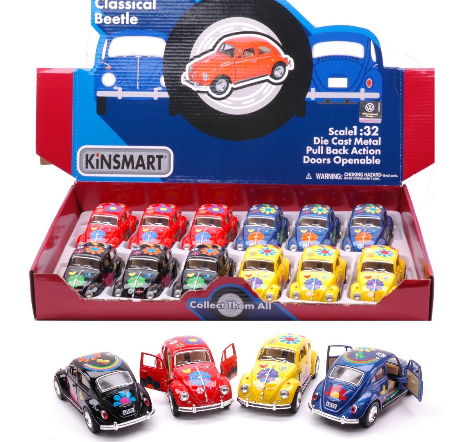 VW CLASSICAL BEETLE 1967 HAPPY FLOWER (5057DF) 1:32 cm 12 - Kinsmart - KT965