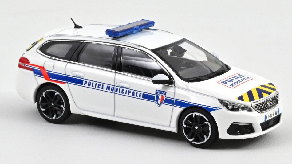 PEUGEOT 308 SW 2018 POLICE MUNICIPALE BLUE & YELLOW STRIPING 1:43 - Norev - NV473944