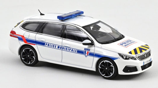 PEUGEOT 308 SW 2018 POLICE MUNICIPALE BLUE & YELLOW STRIPING 1:43 - Norev - NV473944